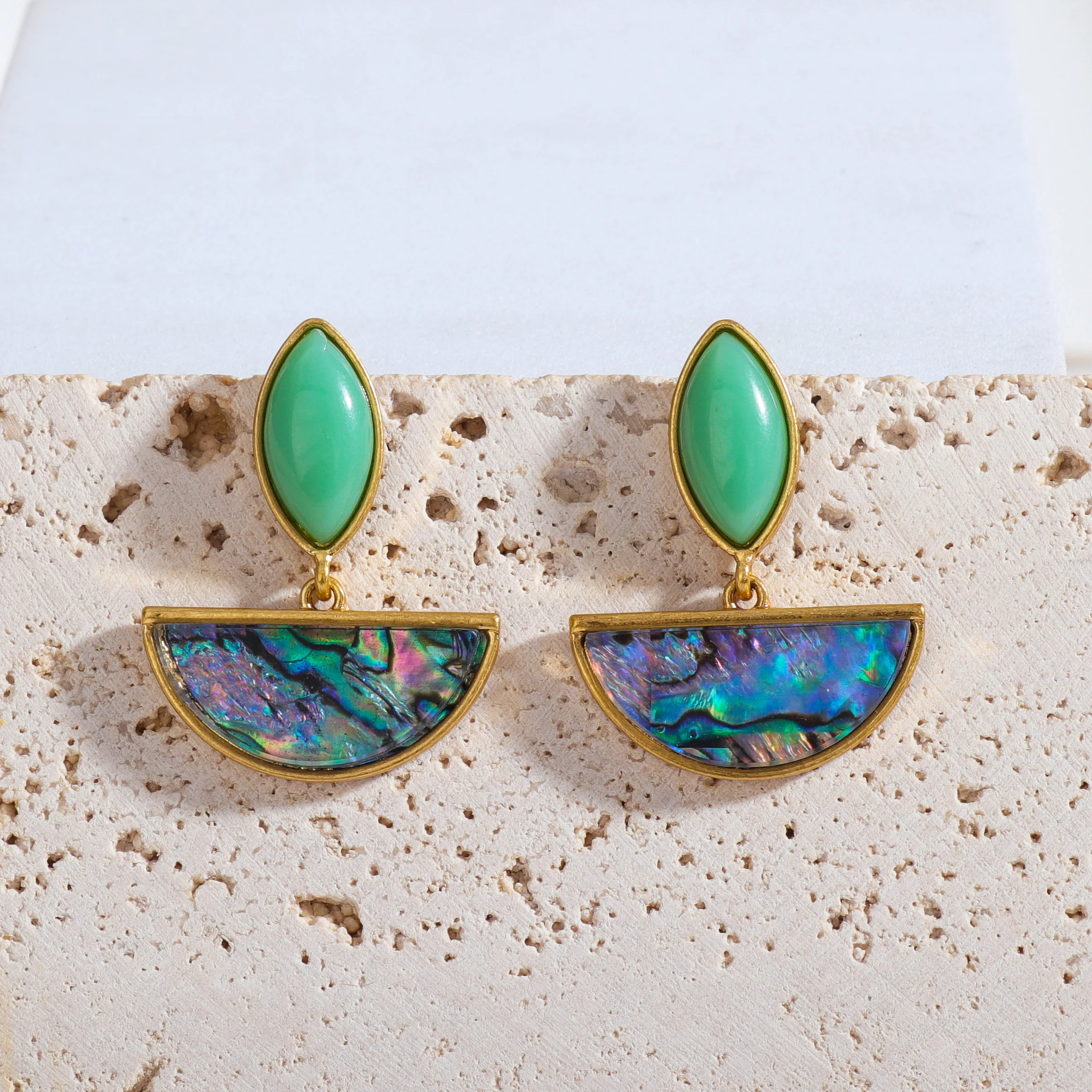 Женские Геометрические полукруглые серьги-подвески с морскими ушками