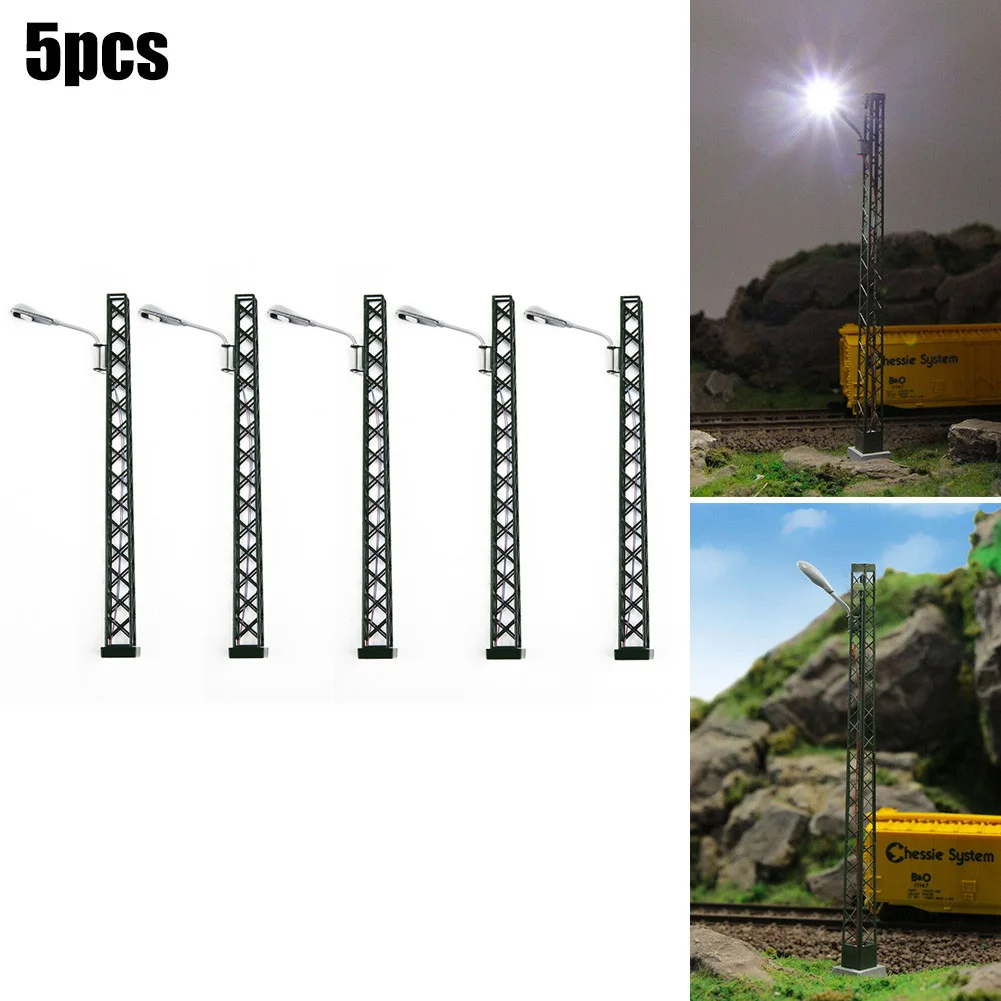 

5Pcs Model Railway Lights Lattice Mast Light Gauge H0 Light Layout LED Lamp Railroad Decoration Building Landscape Accessories
