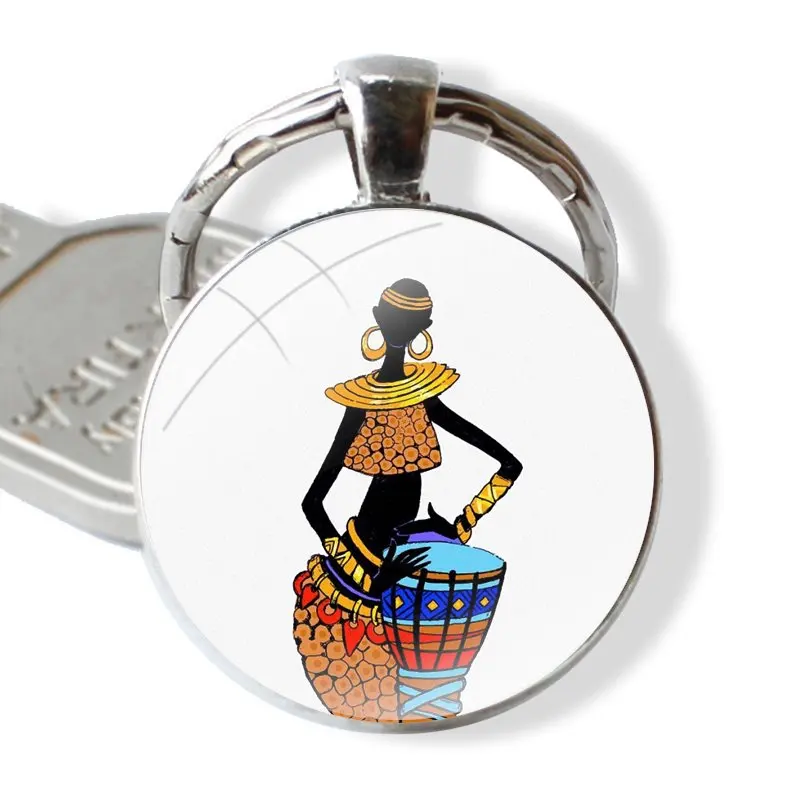 Милый африканский танцевальный женский брелок с рисунками стеклянный ручной