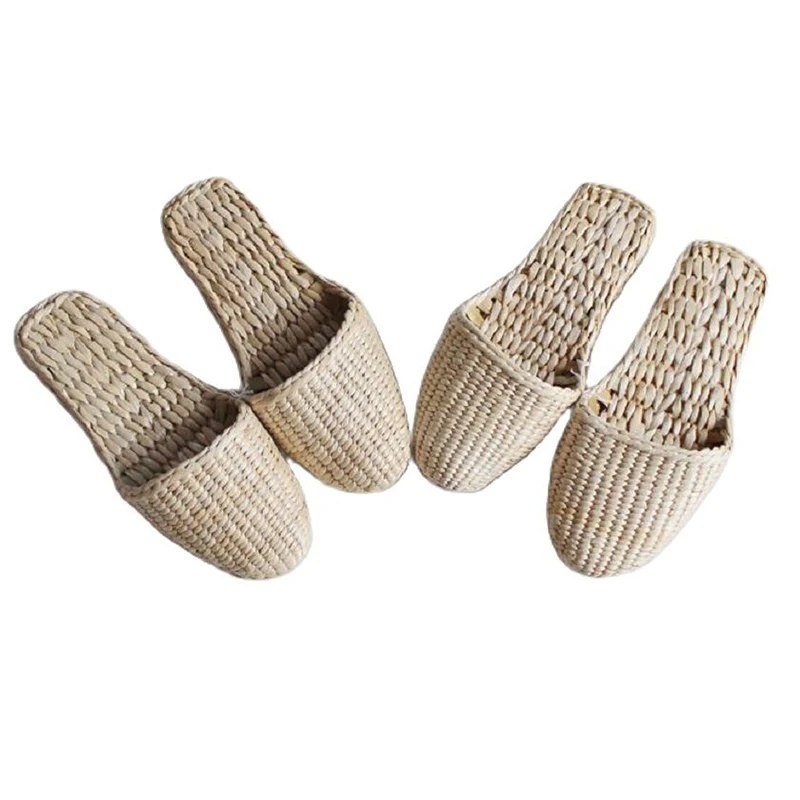 

JARYCORN 2020 Big Size 34-46 Top Quality Flat Slip On Straw women's Sandals Shoes Beach Slippers Summer Lady Retro Casual Slides