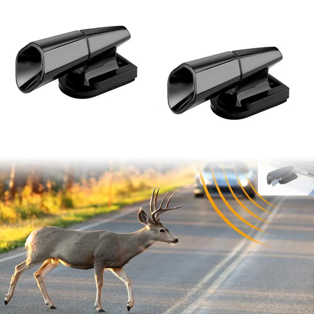 

2Pcs Ultrasonic Animal Repeller Saving Wind Whistle Car Motorcycle Deer Warning Repeller Black Whistles
