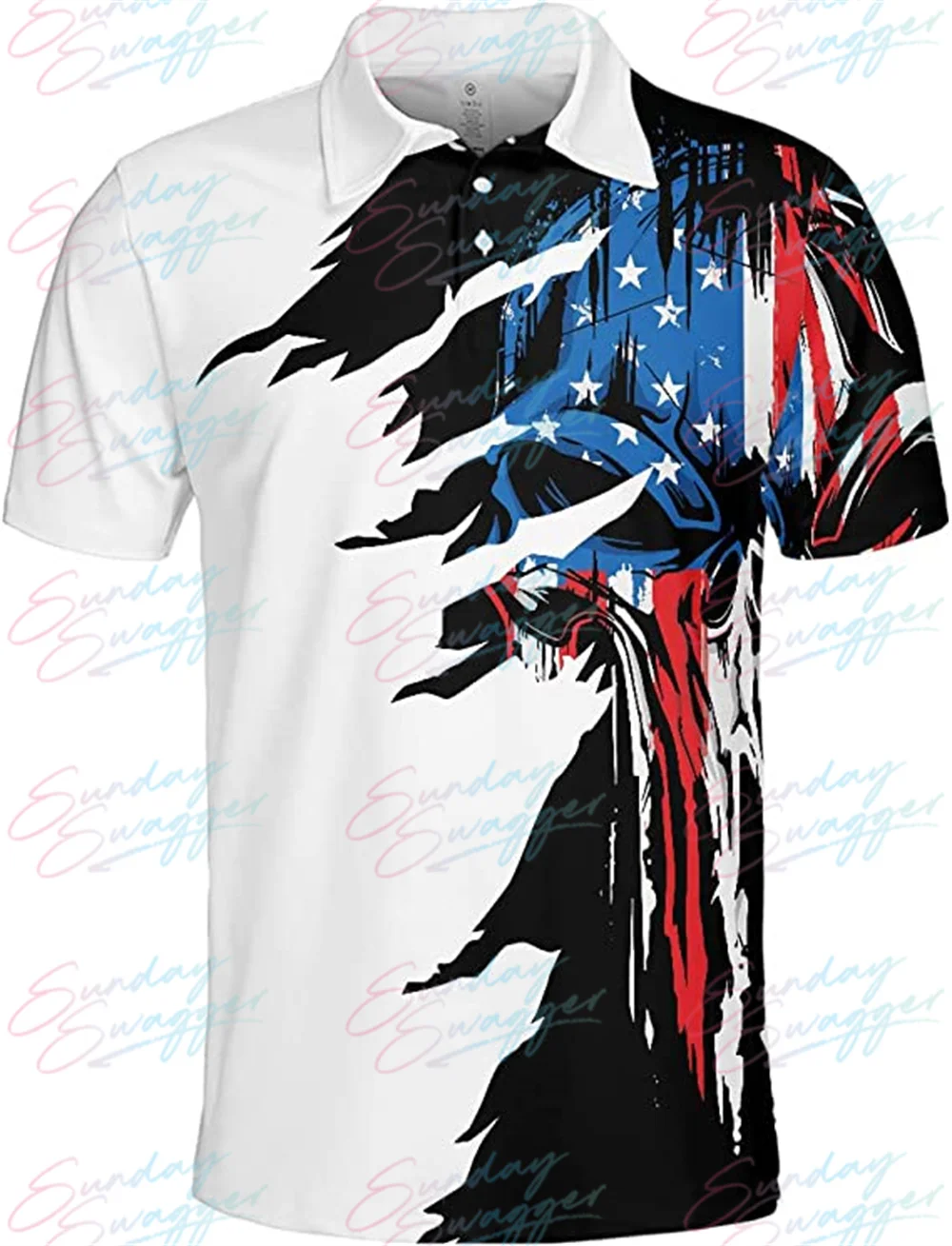 Sunday Swagger Skull golf men's polo shirt men's summer outdoor sports fashion jacket badminton football multi-function top