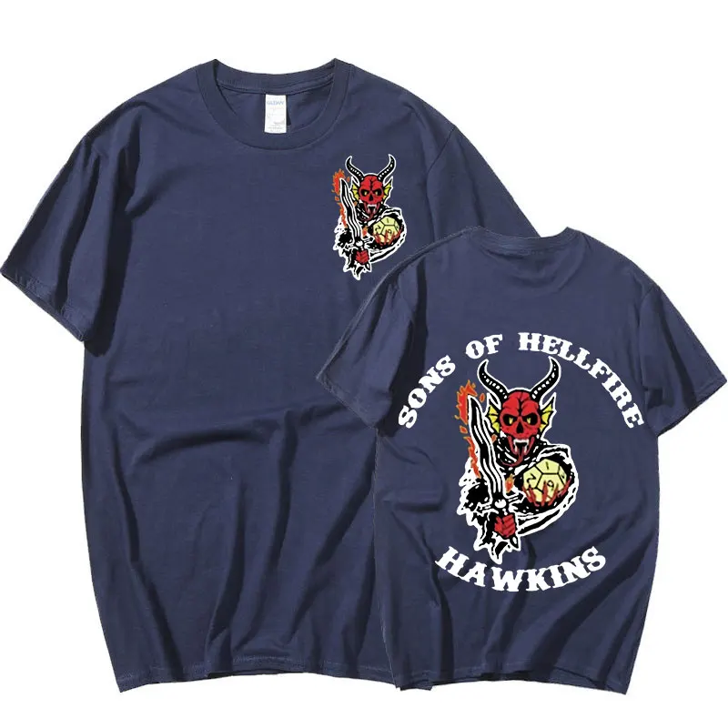 

Eddie Munson T-shirt Sons of Hellfire Club Hawkins Short Sleeve T-shirts Streetwear Oversize Tee Shirt