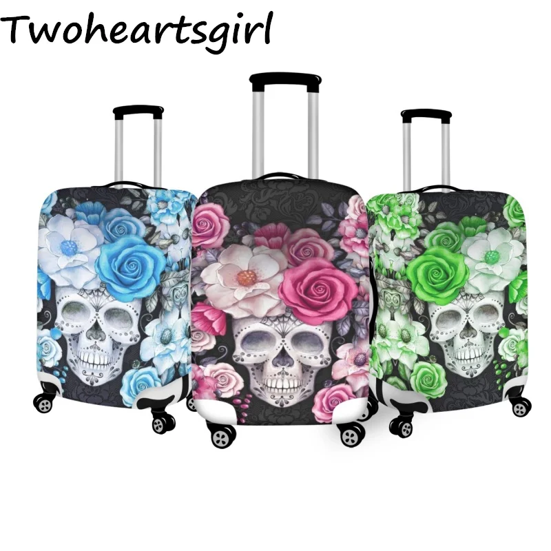 

Чехол для чемодана twoheart sgirl с рисунком черепа и розы, эластичные чемоданы для путешествий, защита от пыли, базовый аксессуар