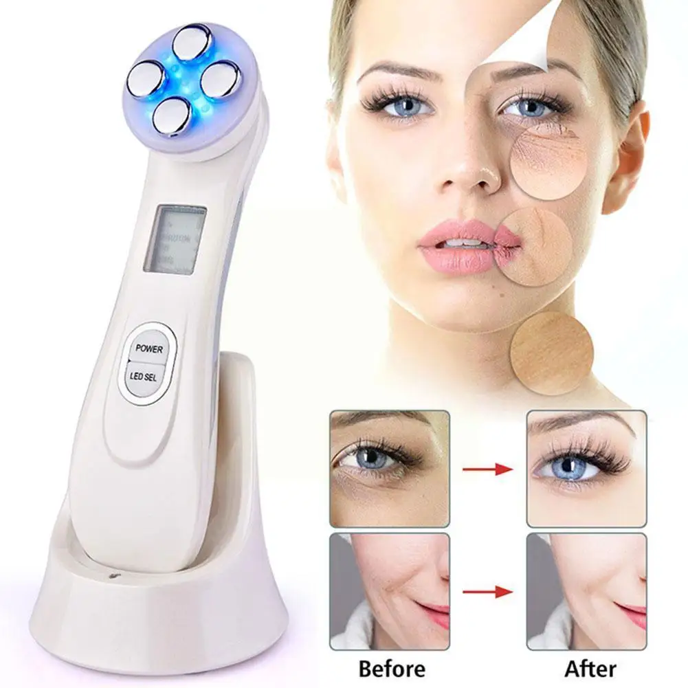 

Microcurrents Machine For Face 5 In 1 RF Radio Frequency Led Light Therapy Facial Lifting Massager Skin Tightening Care Bea R6I0