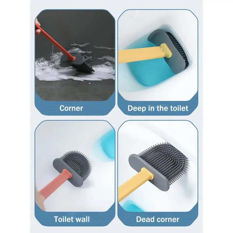 

Набор щеток для унитаза с плоской головкой, мягкая герметичная щетка с держателем для унитаза, для чистки пола