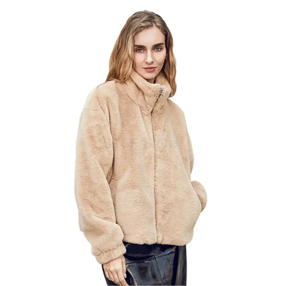 Women's Winter Coats 2022 Pure Color Zipper Long Sleeve Simple Designer Fur Jacket Autumn Winter Women Thermal With Pockets Coat