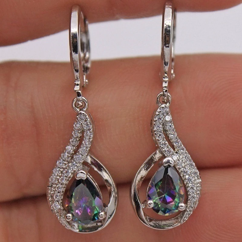 

Vintage Jewelry Female Water Drop Earrings Boho Rainbow Plated Color Earring Long Dangle Earrings For Women