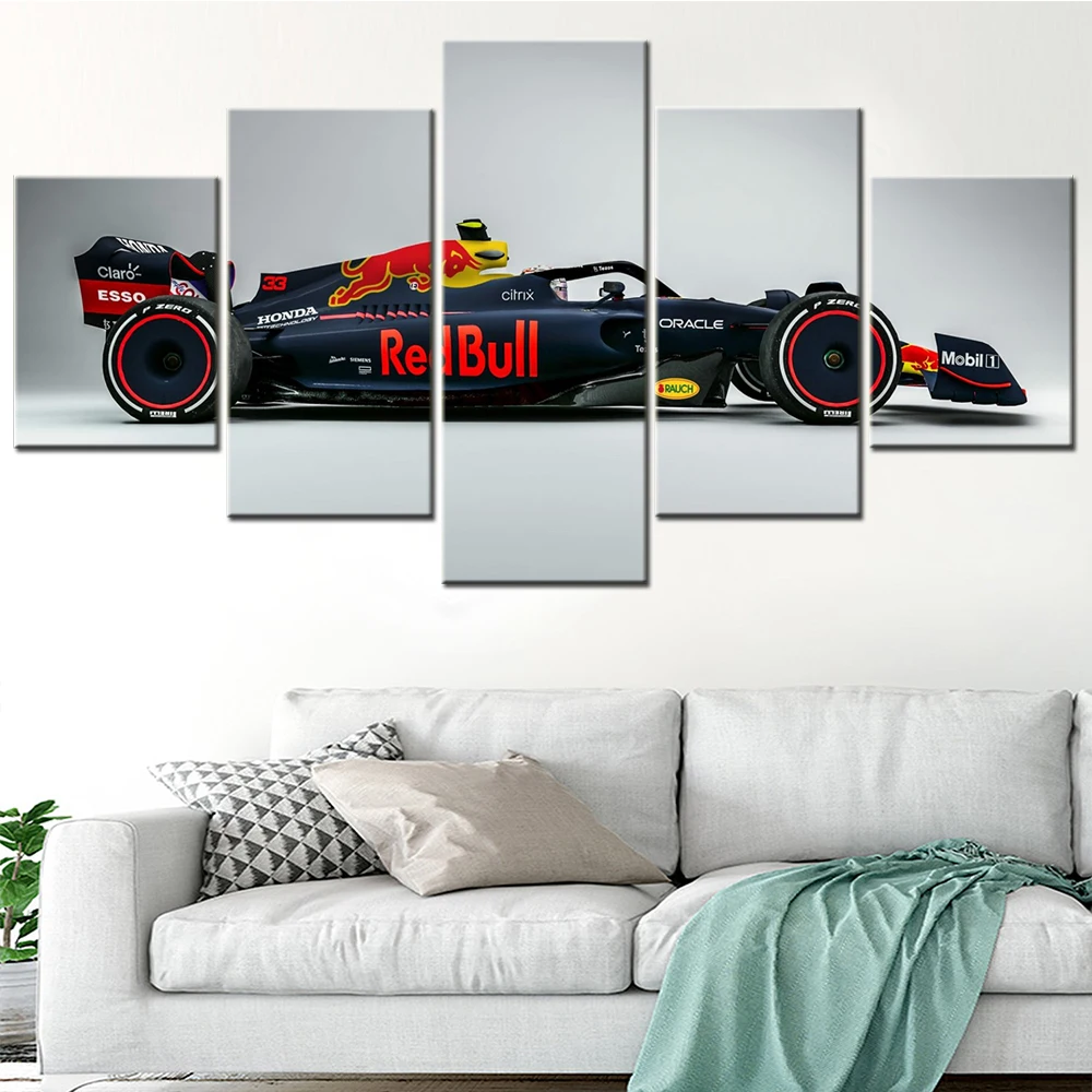 

Canvas Painting Modern Wall Art Frame Printed Picture 5 Panel Poster Red Bull Racing 2022 Formula One World Picture Room Decor