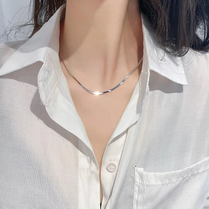 

Whole body S925 sterling silver necklace women's cold wind simple short collarbone chain necklace necklace women