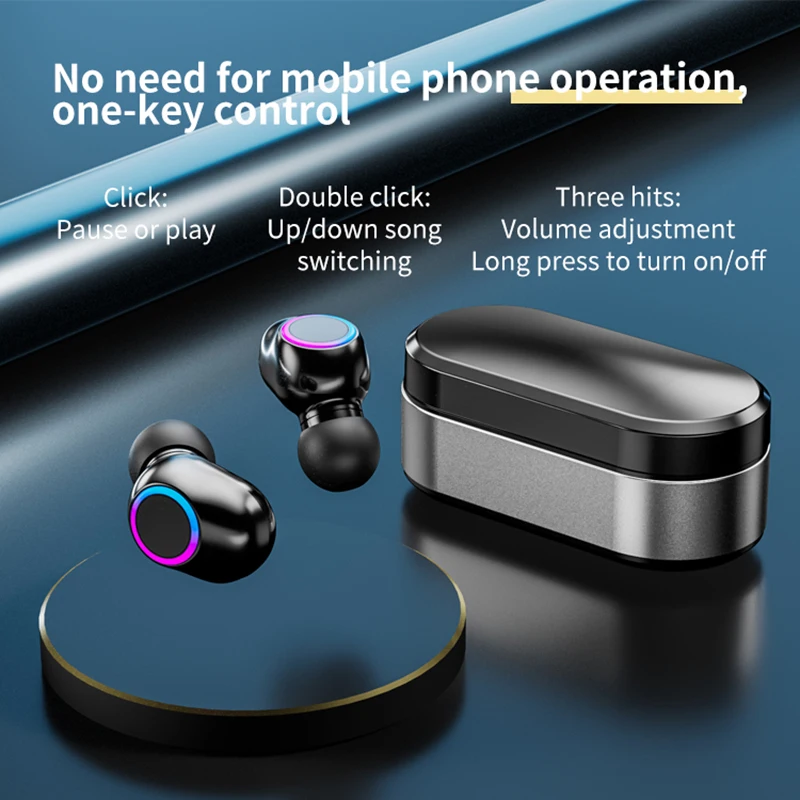 Bluetooth Earphones HD Calling Wireless Headphones Portable Mini Earbuds Noise Canceling Headsets with Microphone for All Phone