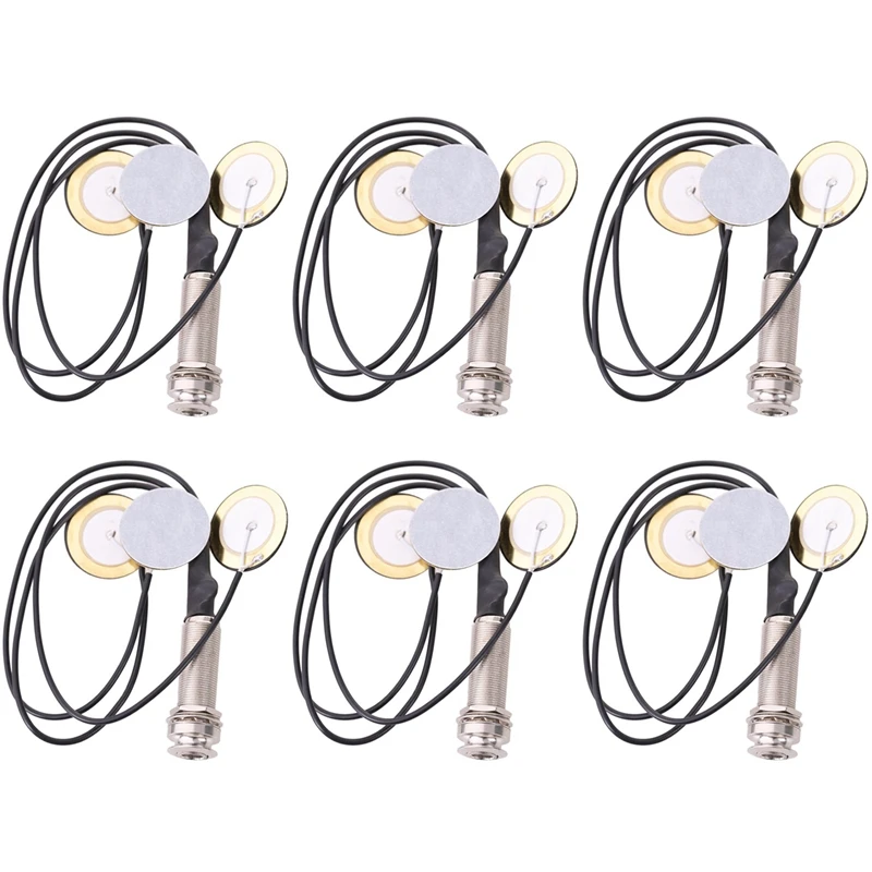 

6X Piezo Contact Microphone 3 Transducer Pickups With End Pin Jack For Kalimba