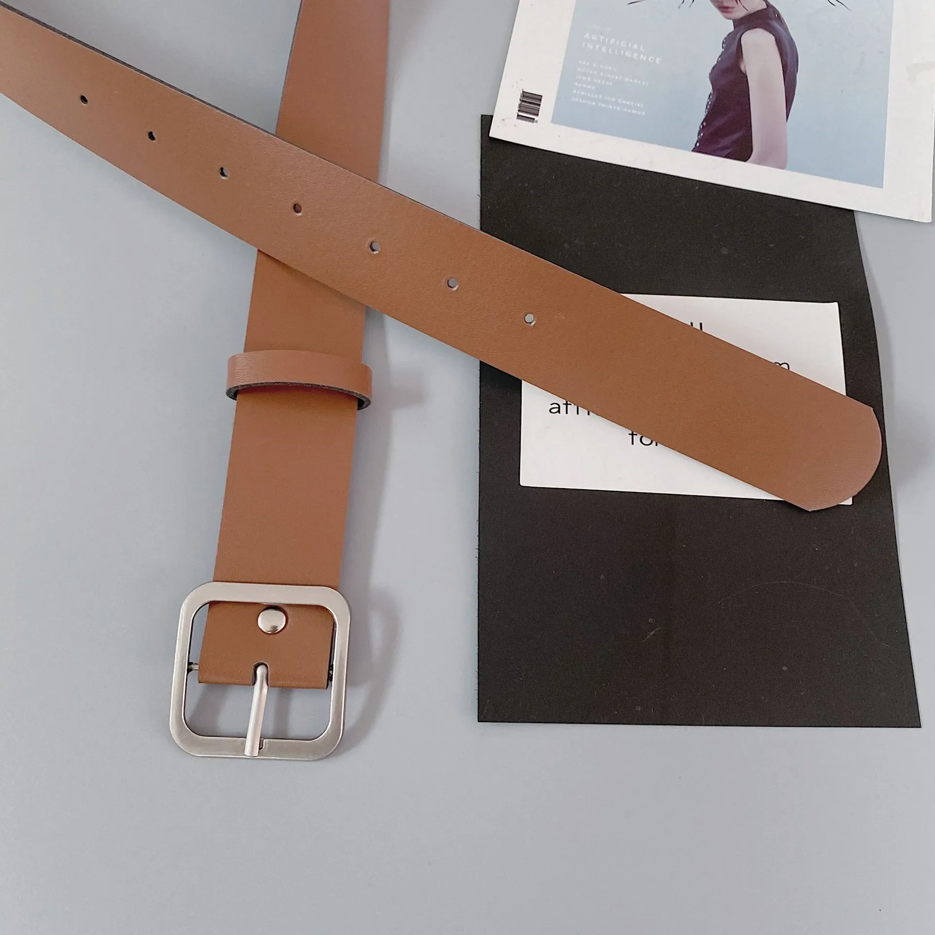 

PU Leather Belt For Women Square Buckle Pin Buckle Jeans Black Belt Chic Luxury Brand Ladies Vintage Strap Female Waistband