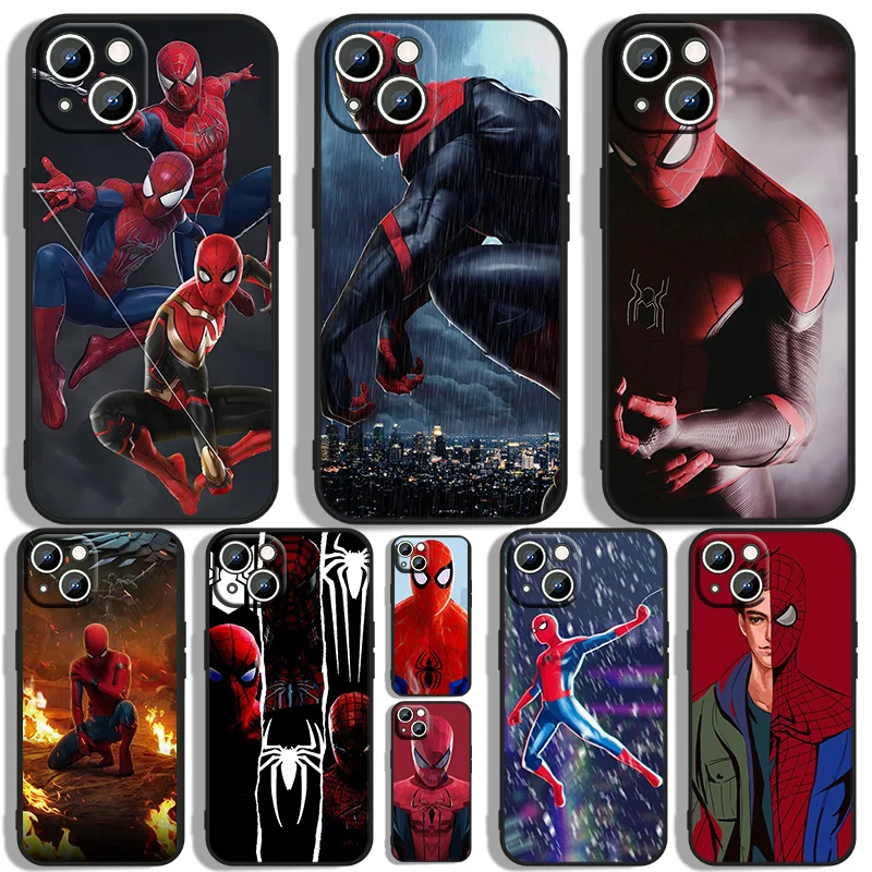 

Hero Spiderman Marvel Phone Case For Apple iPhone 11 12 13 14 Max Mini 5 6 7 8 S SE X XR XS Pro Plus Black luxury Silicone Soft