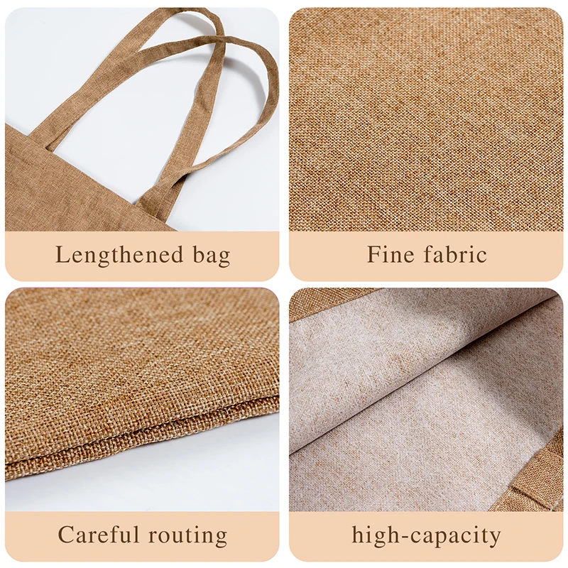 Women Linen Shopping Bag Casual Large-capacity Letter Initial Name Pattern Printed Canvas Shoulder Reusable Tote |