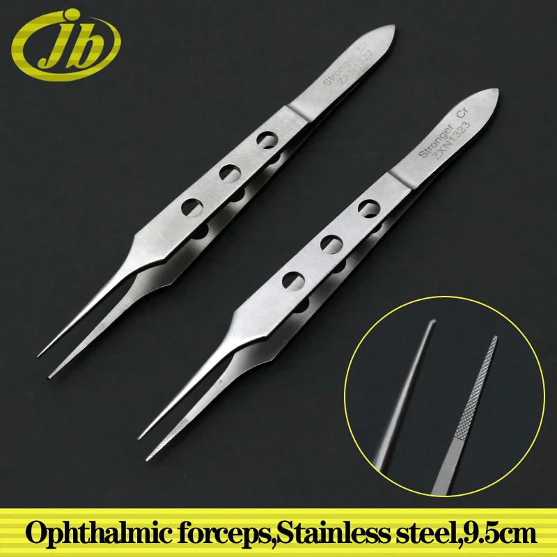 Microscopic tweezers straight toothed 9.5cm stainless steel straight platform surgical operating instrument surgical forceps