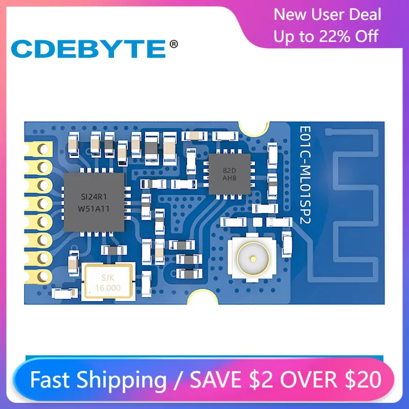 10PCS 2.4GHz 20dBm RF Module E01C-ML01SP2 Wireless Transceiver Transmitter Receiver SMD Package SPI Interface PCB IPEX Antenna