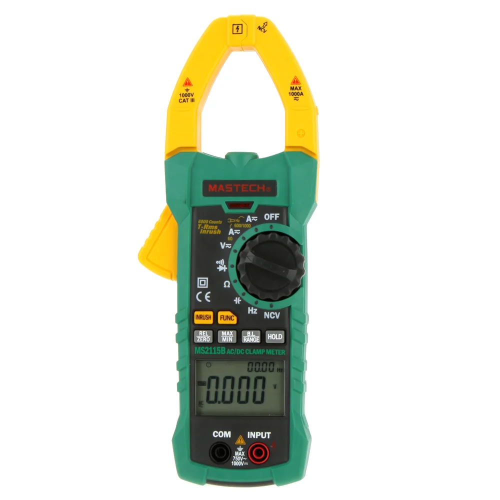 

RMS Digital Clamp Meter Multimeter MASTECH MS2015A/MS2015B/MS2115A/MS2115B/Voltage Current Ohm Capacitance Frequency Tester