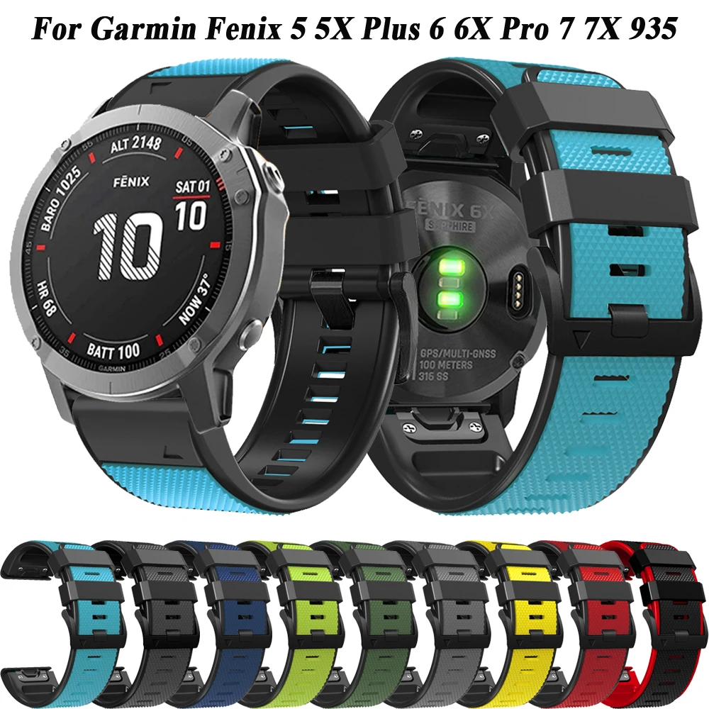 Ремешок силиконовый для наручных часов сменный Браслет Garmin Fenix 7/7Pro/7X/6X/6 Pro/5X/5 Plus/Epix