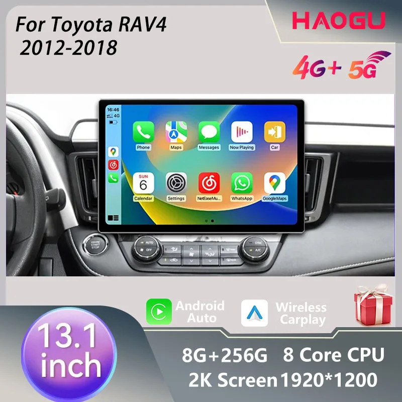 13.1 inch For Toyota RAV4 XA40 2012-2018 Car Radio DVD Multimedia Player GPS Navigation 2 Din Carplay Head Unit Screen