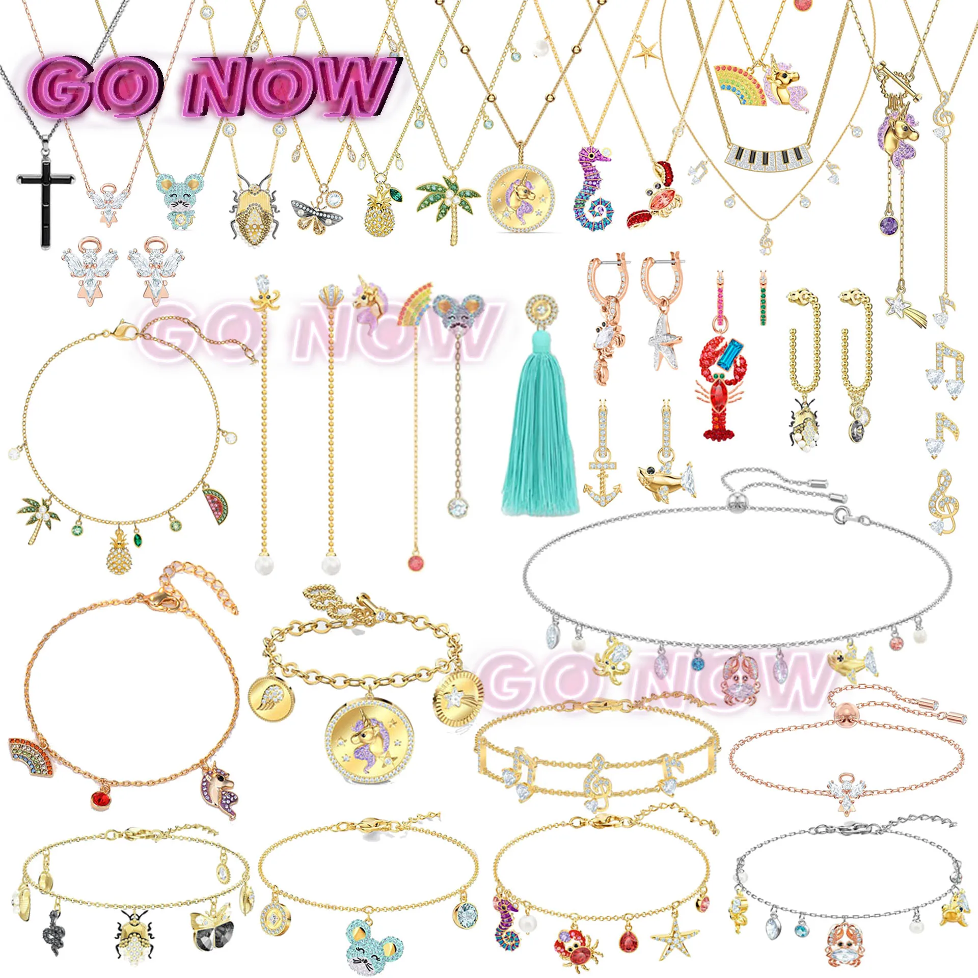 

SWA Fashion Jewelry High Quality Ocean Theme Series Bracelet for Women Necklace Set Charming New Year Gift for Friends