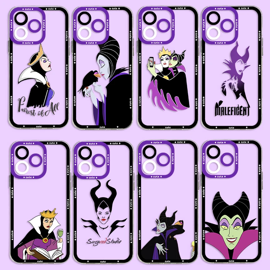 

Disney villain queen Phone Case For iPhone 15 14 13 12 Mini 11 Pro Max X XR XS 6 7 8 SE20 Plus Soft Silicone Transparent Cover