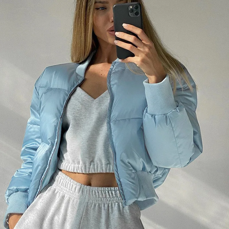 Baseball Uniform Cotton Jacket Women 2023 Autumn and Winter New Temperament Loose Stand-up Collar Long-sleeved Women's Jacket