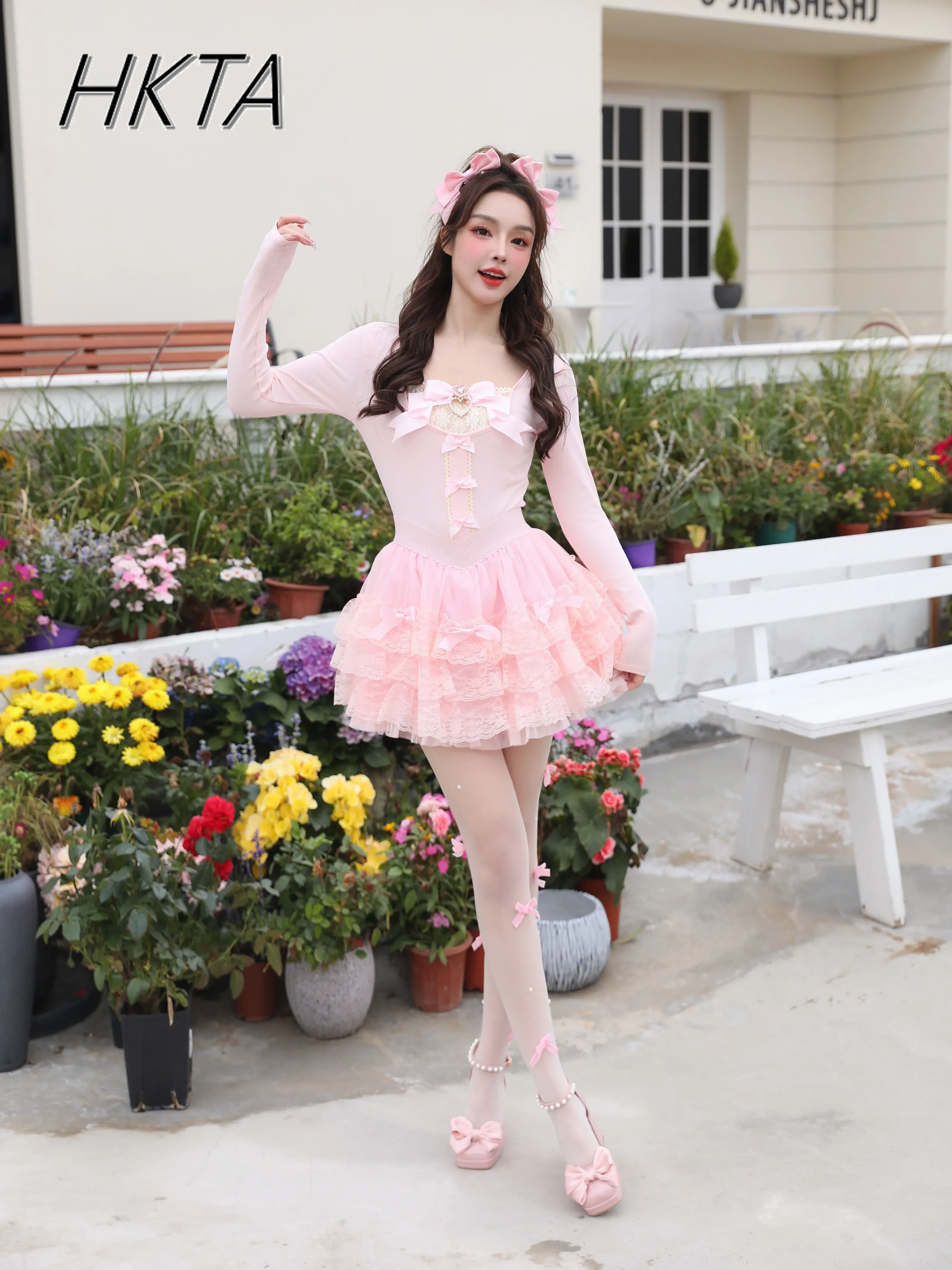 Элегантный балетный принцесса с бантом и жемчугом бриллиантами тонкий короткий