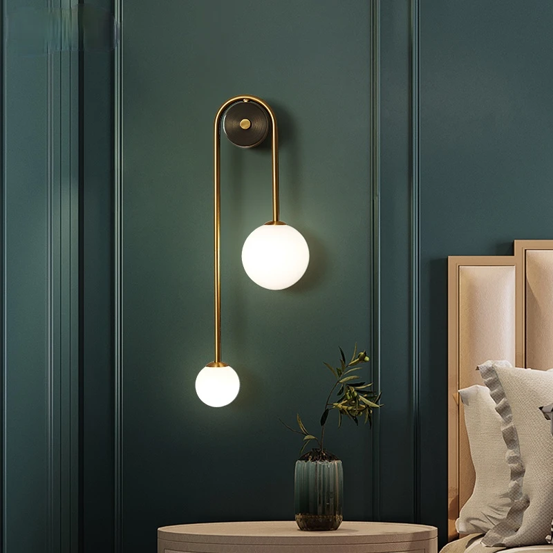 Modern Wall Lamp Glass Ball Lampshade LED Gold Home Decor Living Room Bedroom Interior Lighting Sconce Nordic Luminaire Light