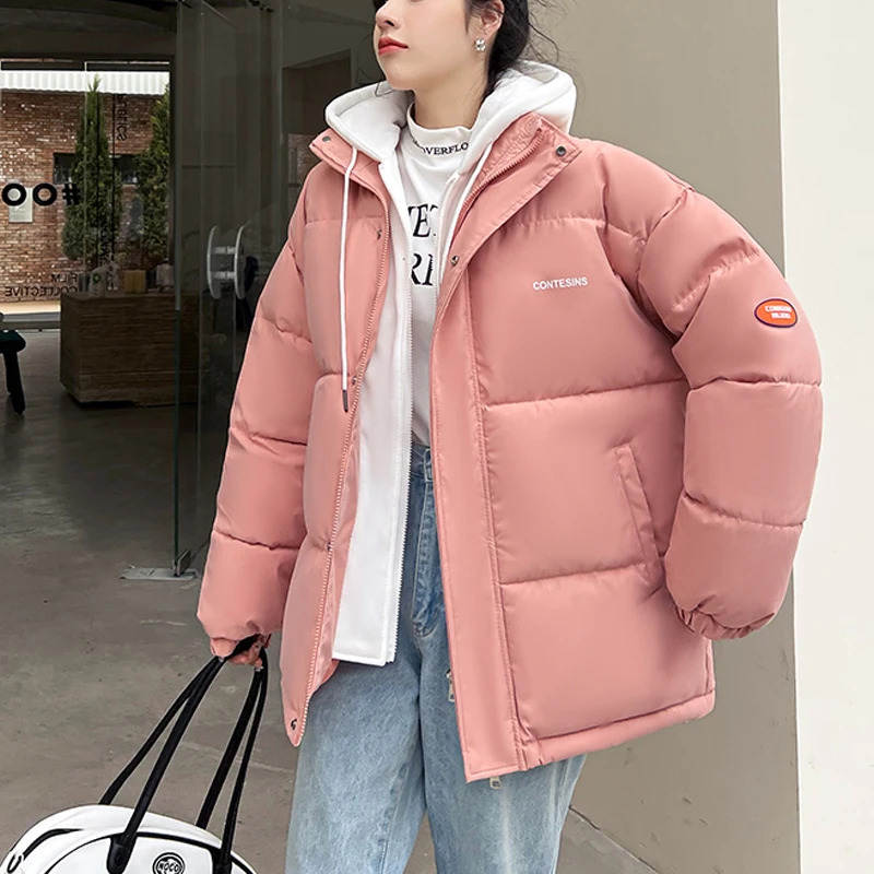 Winter Jacket Women Overcoat Thick Down Cotton Padded Short  Casual Hooded Bubble Coat Female