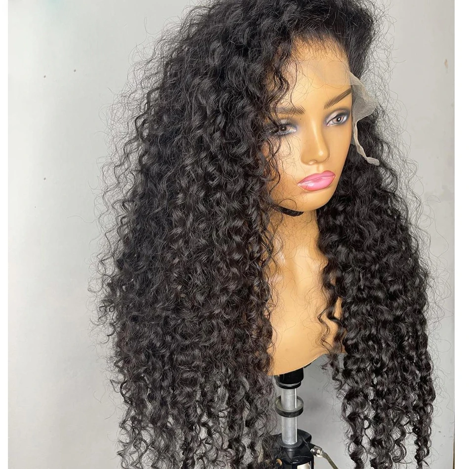 

26 inch Soft Long Kinky Curly Lace Front Wig For Women Natural Hairline Deep Part Preplucked Black Synthetic BabyHair