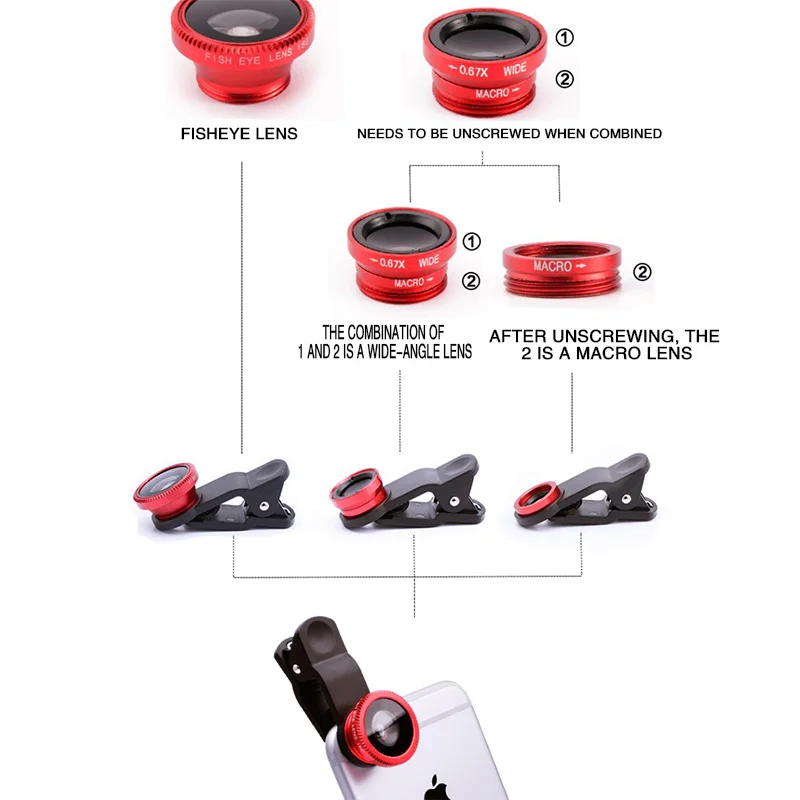 Phone Fish Eye Lens 0.67x Wide Angle Zoom With Clip lens Camera Kits For iPhone Huawei Xiaomi Fisheye Universal Smartphone |