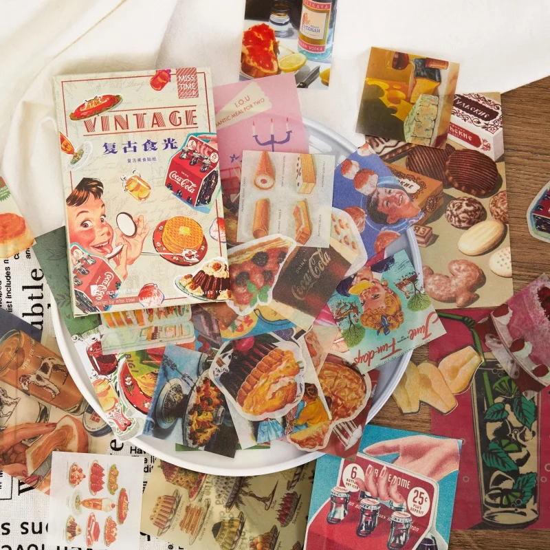 

55 pcs Vintage snack Stickers landscape Stationery Sticker Scrapbooking Label Planner DIY diary phone case album Decor stickers