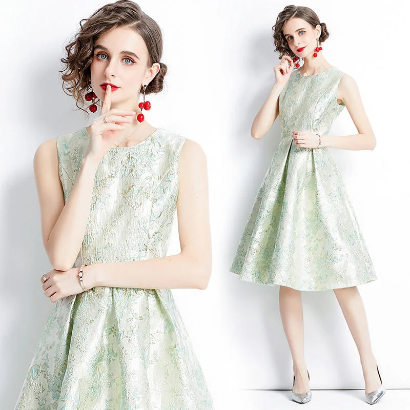 

New women's sleeveless Jacquard Dress in spring and summer of 2022 station Short dresses for party elegant