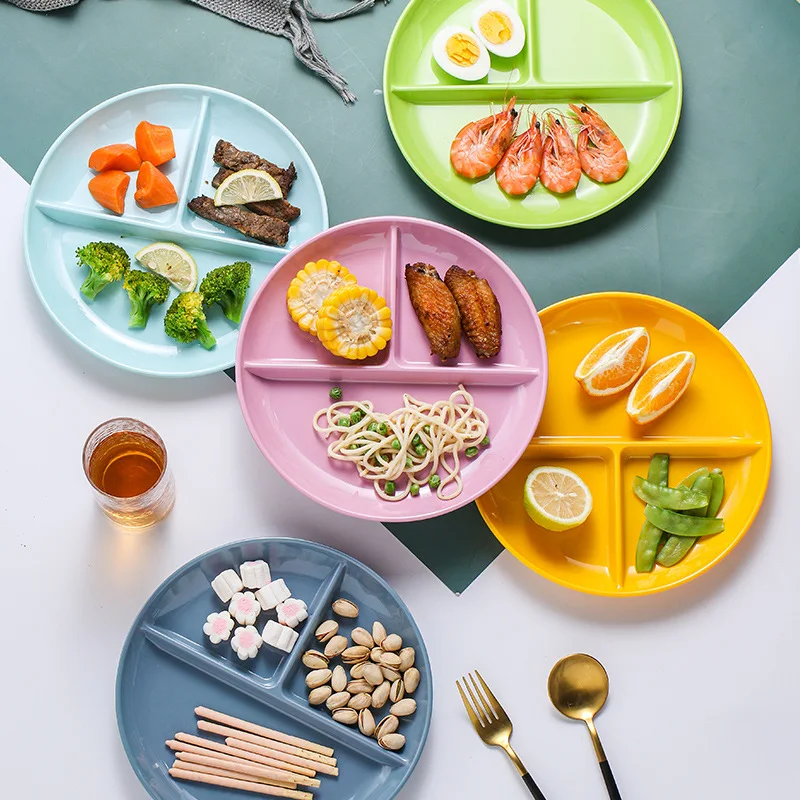 

Fat-reducing Crowd Divides the Dinner Plate One Person Breakfast Plate Children's Plate Divides the Grid Plate Melamine Material