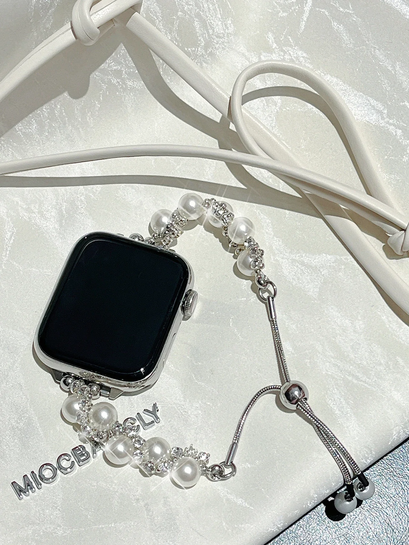 Фото Совместим с Apple Watch Apple Pearl Diamond Band Ремешок для iWatch серии 8, 7, 6, 5, 4, 3, 2, 1 SE Gen 38/40/41 мм 42/44/45/ # Цвет группы: №2