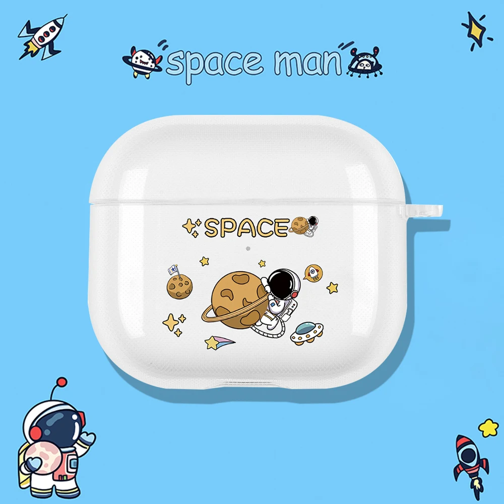 

Cute Astronaut Planet Earphone Case For Airpods 3 2021 Transparent Cover For Apple Airpods Pro 2 1 Soft TPU Clear Headphone Case