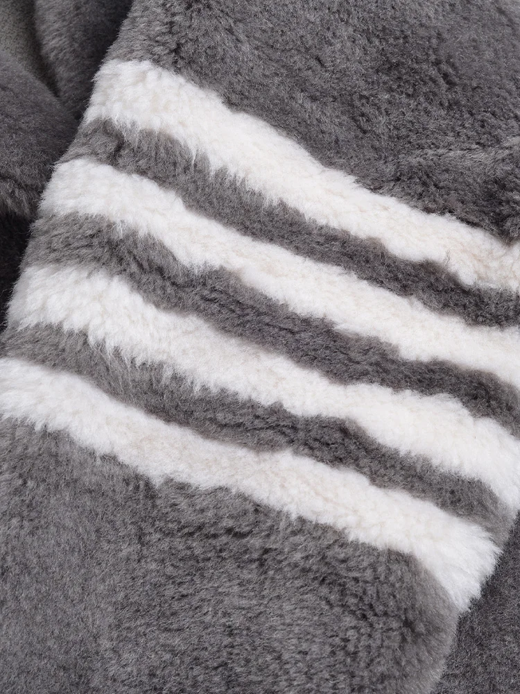 TB THOM Women's Jackets Korean Fashion Winter Long Coat Notched Collar Stripes Sheep Wool Overcoats Thick Warm Men's Jackets