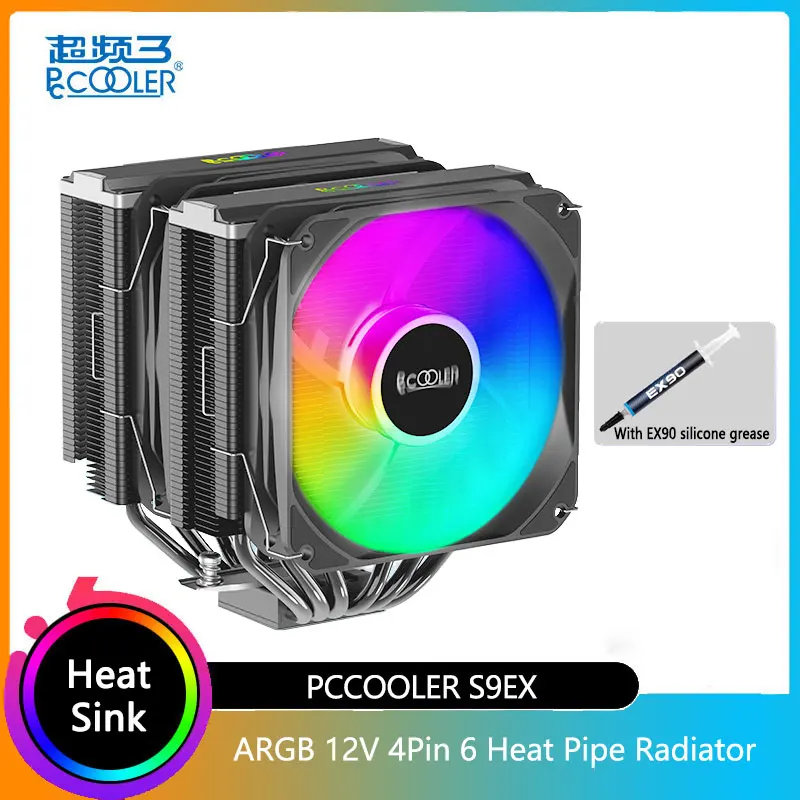 

Pccooler S9 EX Dual Tower Dual ARGB Fan CPU Cooler 12V 4Pin PWM 6 HeatPipes Cooler For Intel LGA 115X 1200 1700 AMD AM4