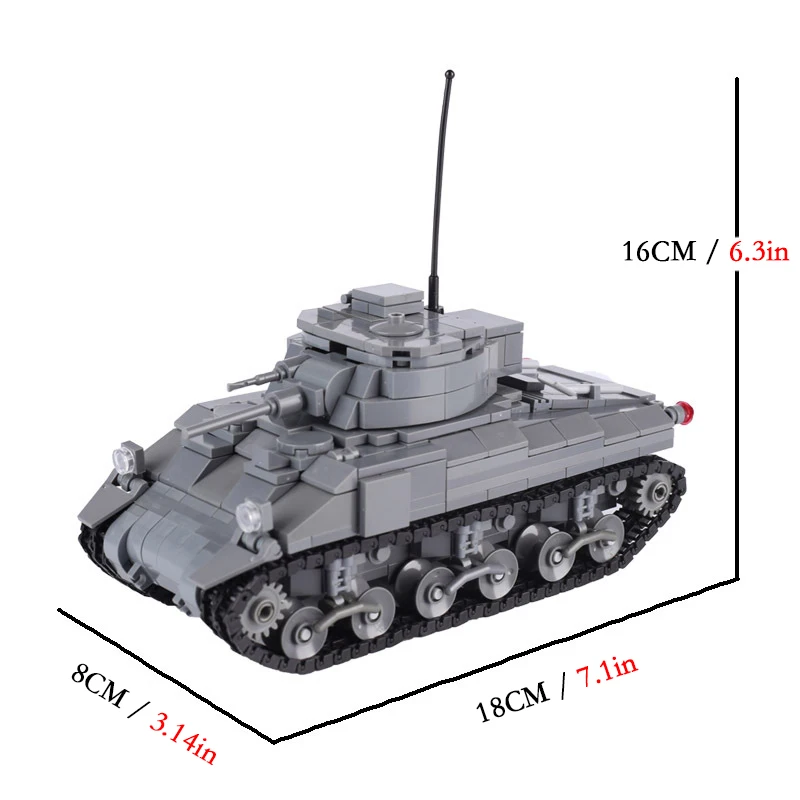 Танк Американский военный Sherman M4 модель MOC строительный блок для землеройщика M26
