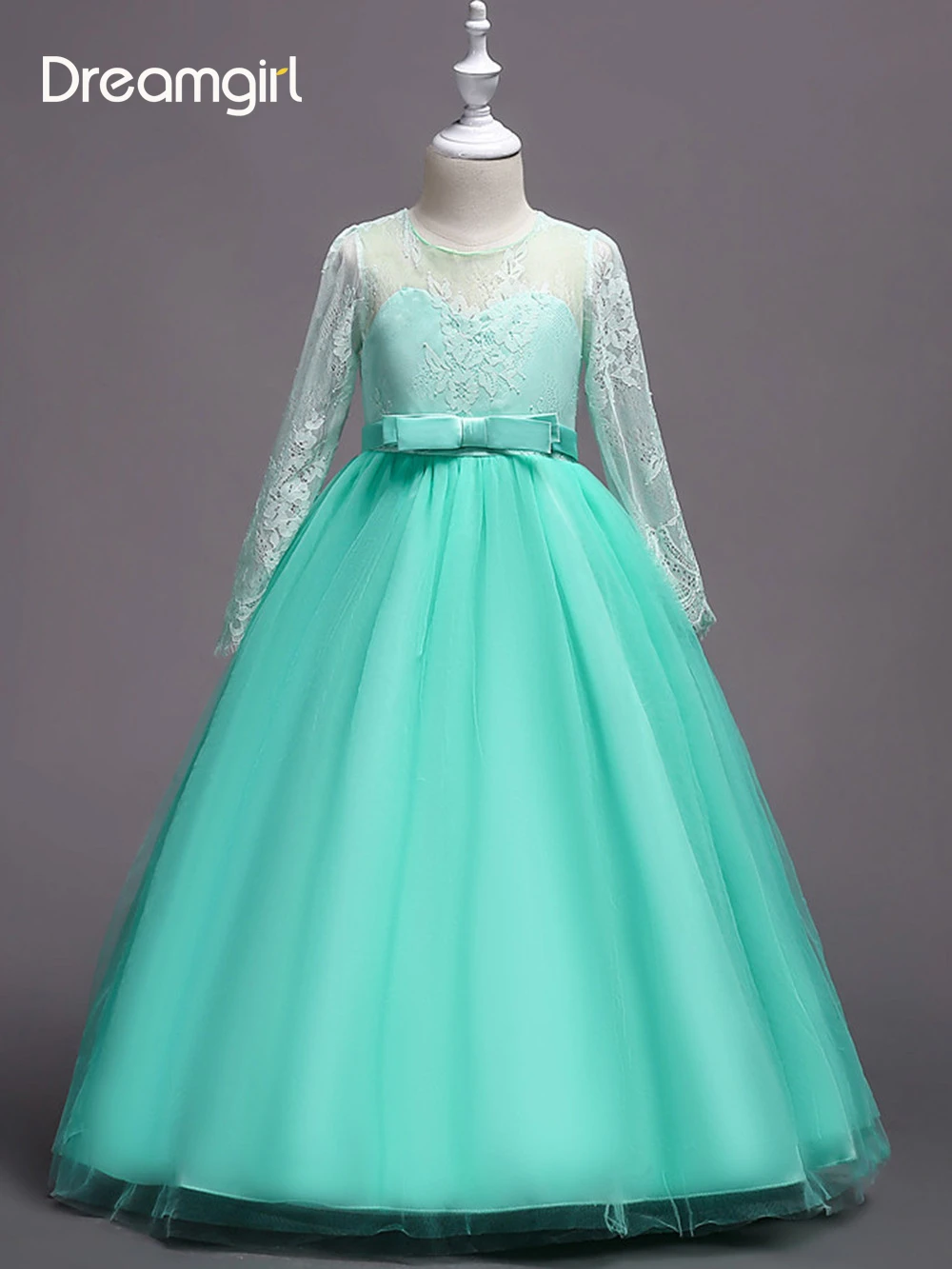 ТРАПЕЦИЕВИДНОЕ кружевное платье с аппликацией Dreamgirl свадебное для девочки