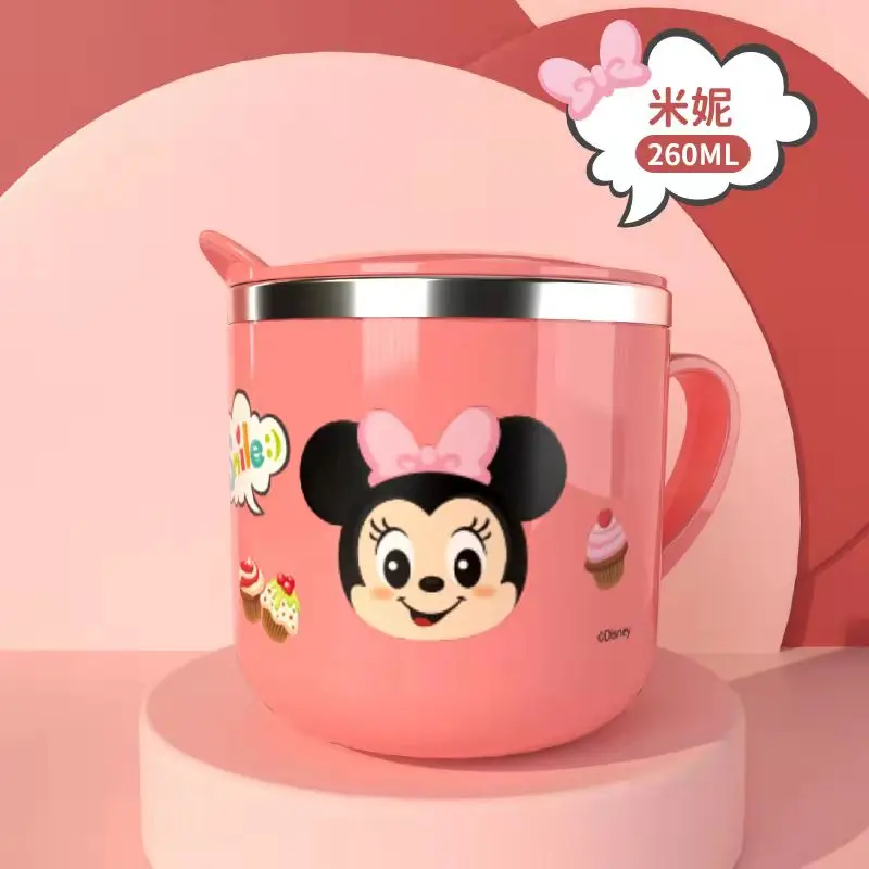 

2022 Disney Mickey Stainless Steel Milk Cup For Boys Girls Child Cups Kindergarten Breakfast Milk Cups Kids Gifts Age 3-9 years