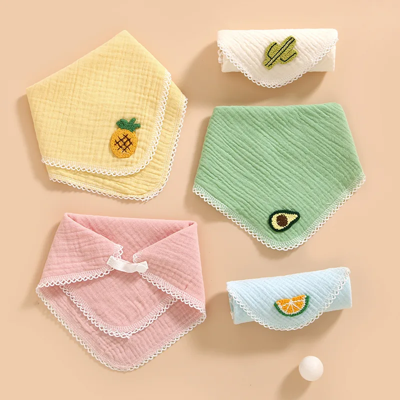 

100% Cotton Baby Bib Newborn Cartoon Decal Solid Color Triangle Scarf Feeding Saliva Towel Bandana Burp Cloth Boys Girls Gifts