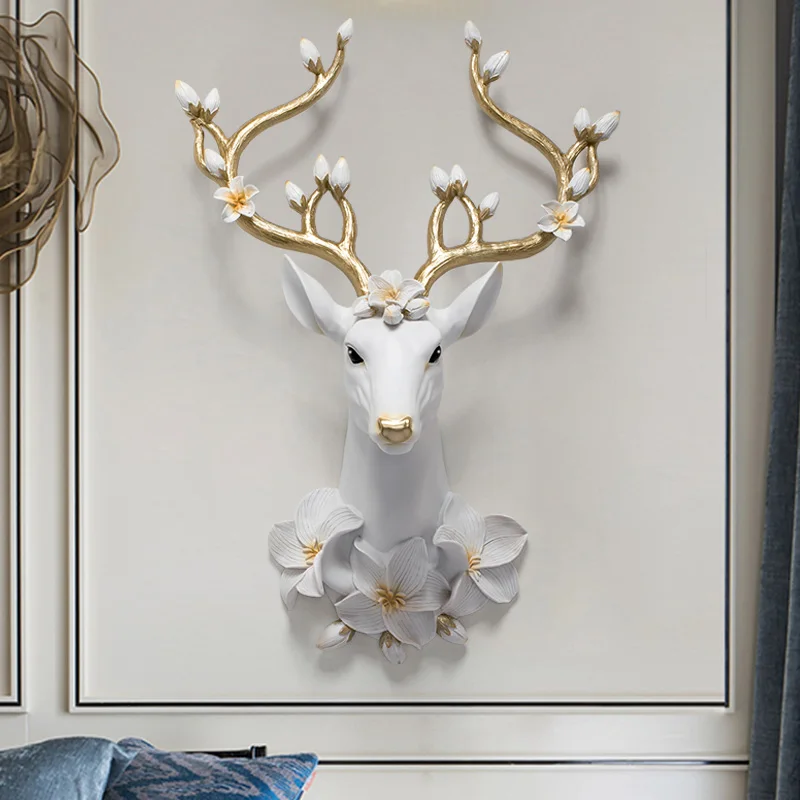 

European Style American Light Luxury Style Wall Decorative Creative Living Room Dining Room Entrance Background 3D Stereo Deer