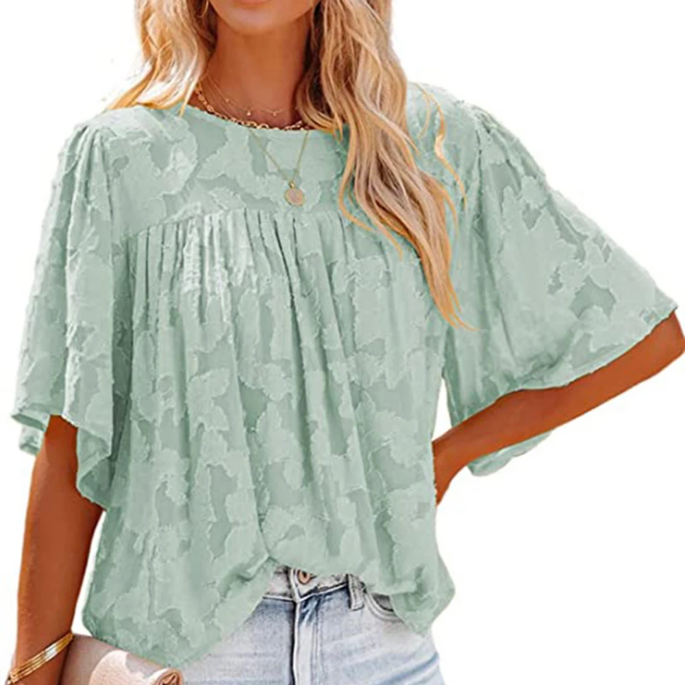 

Womens Female Fashion Casual Loose tops Shirts Blouse Shirts short sleeved New 2023