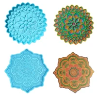 creative mandala round coaster silicone mold diy water cup teacup epoxy resin silicone mold flower coaster making