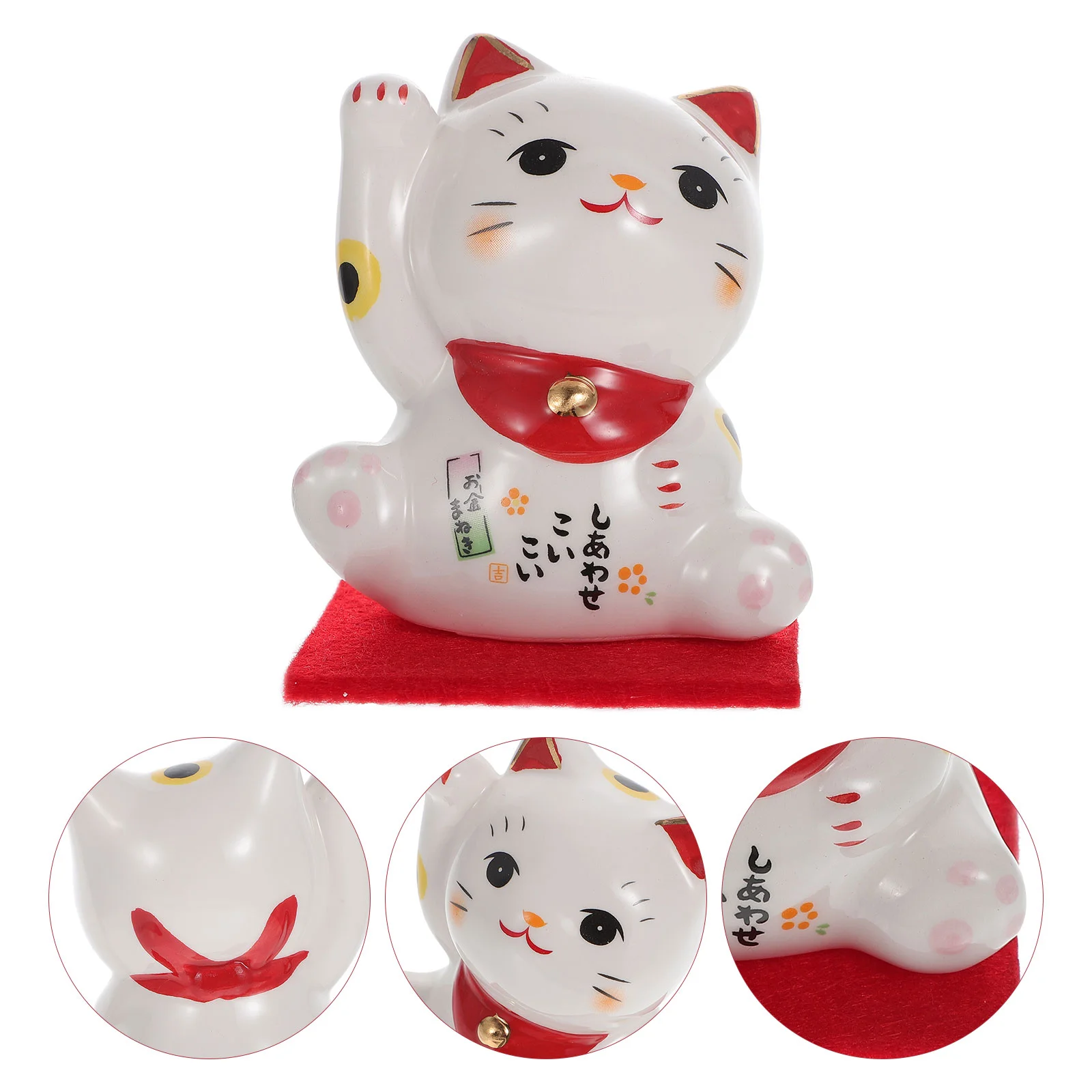 

Lucky Cat Ceramic Desktop Decor Adorable Fortune Adornment Japanese Style