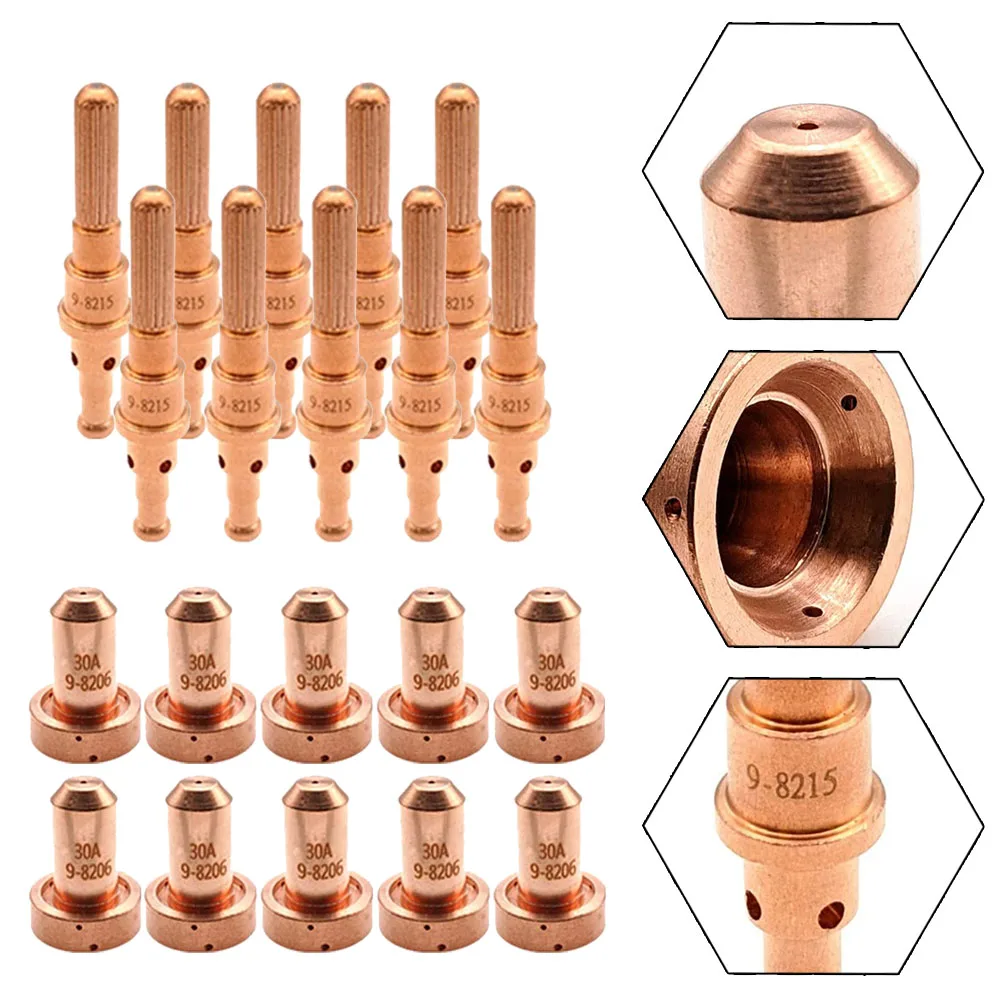 

Plasma Consumables 10 X 9-8215 Electrodes + 10 X 9-8206 Nozzles SL60/100 20 Pieces Plasma Cutting Parts 30A