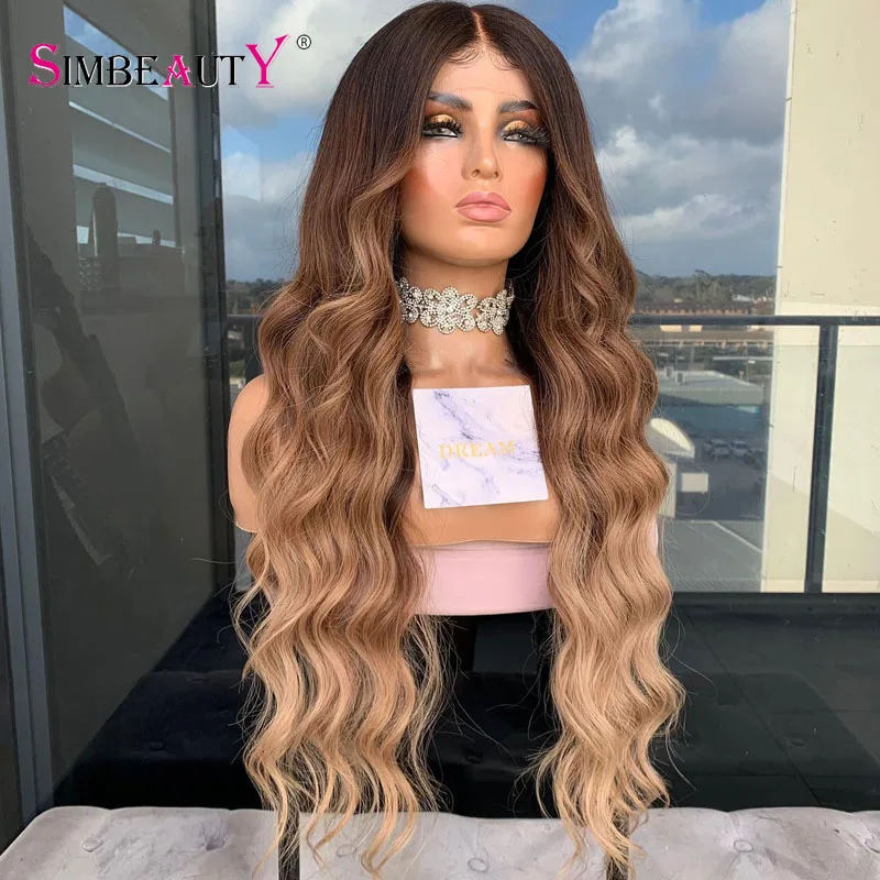 

Brown 3T Ombre Long Water Wave 13x6 Lace Front Human Hair Wigs Natural Glueless 360 Lace Wigs Remy Hair for Black Women
