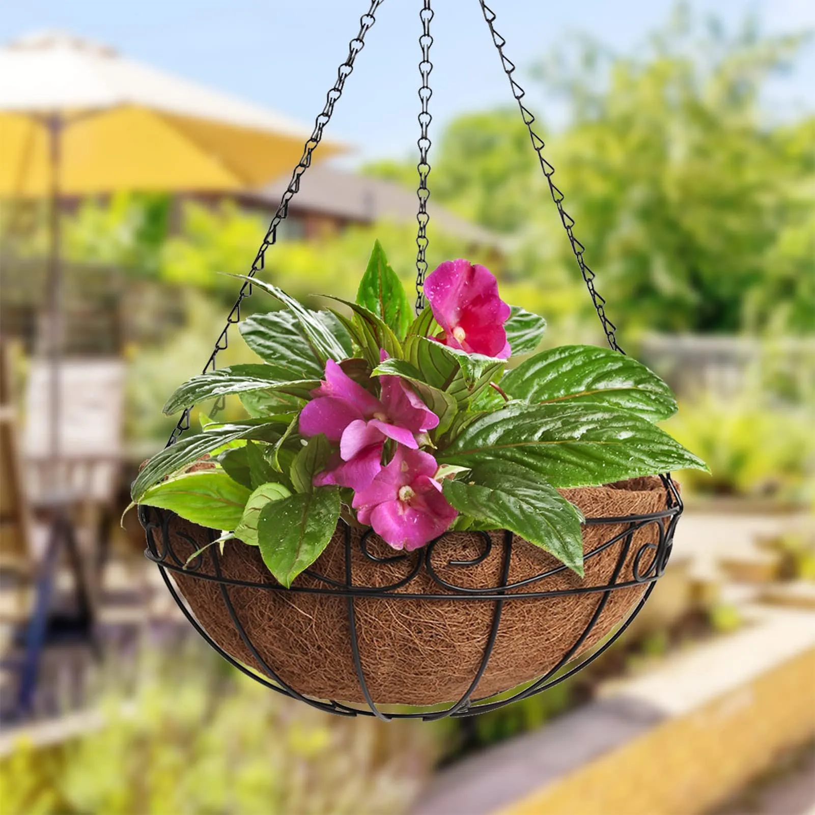 

Round Coconut Liner Basket Replacement Coconut Palm Mat DIY Wall Hangings Flower Basket Easy To Install Coco Fiber Planter